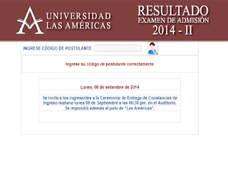 Ingresantes examen ULASAMERICAS 2014 Universidad Las Américas domingo 7 de Setiembre